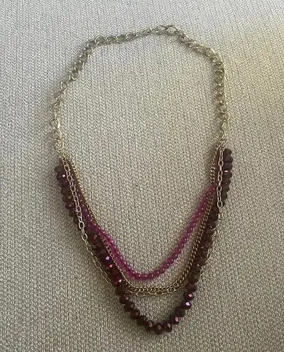 Purple and gold, multi strand, beaded necklace, artsy BoHo