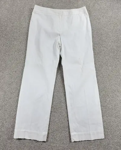 Brooks Brothers 346 Womens Stretch Pants 12 White Wide Leg Flat Front Textured