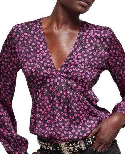 The Kooples Daisy Dots Printed Top Size 1 French sizing Size Small US NWT