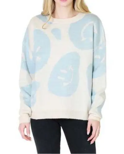 NWT Bailey Rose Wavy Smile Crewneck Knit Sweater Blue XS