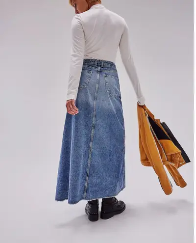 Free People Come As You Are Denim Maxi Skirt