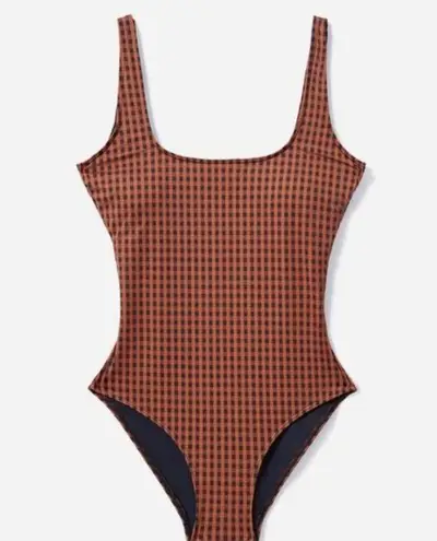 Everlane  Swimsuit Women’s Small NWT Square-Neck Quality One Piece Honey Gingham