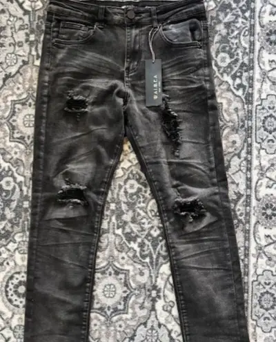 Waimea Jeans 16 Skinny Fit Black Wash Stretch Distressed Streetwear Grunge Goth