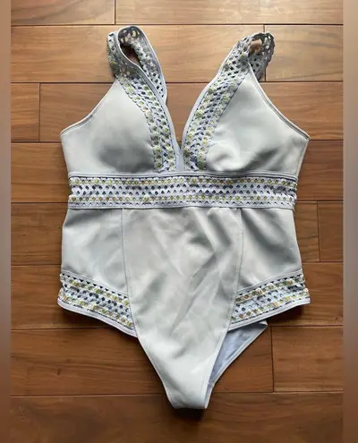 River Island Scuba Mesh Plunge One-Piece Swimsuit Size 22