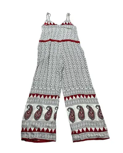 Jen's Pirate Booty Boho Jumpsuit Size Small Casual Paisley Red White