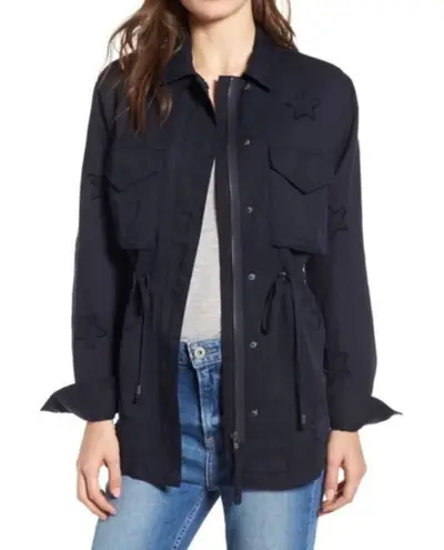 Rails Lancaster Indigo Stars Utility Jacket XS Navy Tencel Linen Drawstring Boho