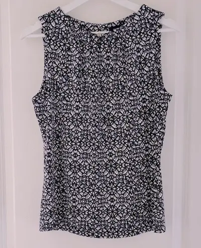 Ivanka Trump Black and White Sleeveless Blouse