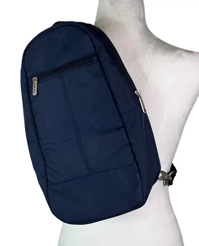 Travelon Anti Theft Sling Backpack Navy Blue Nylon Lightweight Crossbody Bag