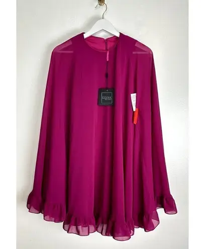 Mac Duggal Ruffle Long Sleeve Capelet Cocktail Minidress in Fuchsia Size US 0