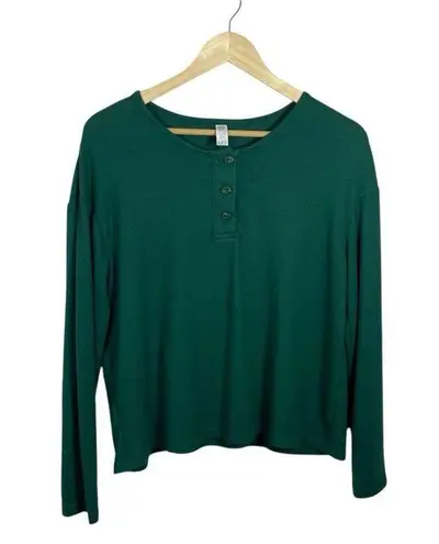 Stars Above Women’s Cozy Henley Pajama Set in Green Size M