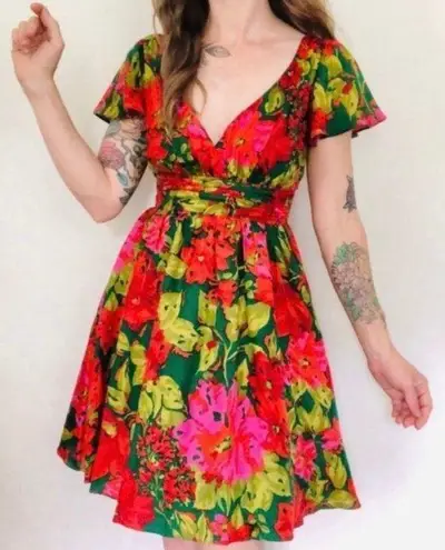 Minuet Floral Silk Organza Mini Dress Prom Homecoming Barbiecore Valentines