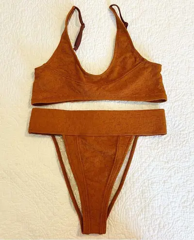 Free People  Farrah Dylan Bikini Two Piece Swimsuit SET Honey Ginger Size Medium