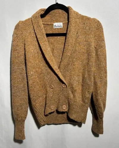 VTG Double Breasted Knit Cardigan Sweater Crop Womens L Gma Cottage Academia Brown Size L