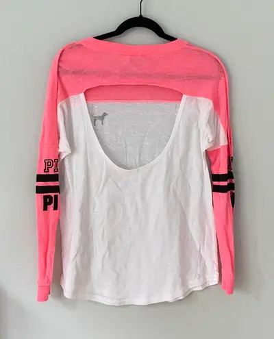 PINK Victoria s Secret PINK VS Open Back Pink Long Sleeve Tee 16 54 Off Retail From Stephanie
