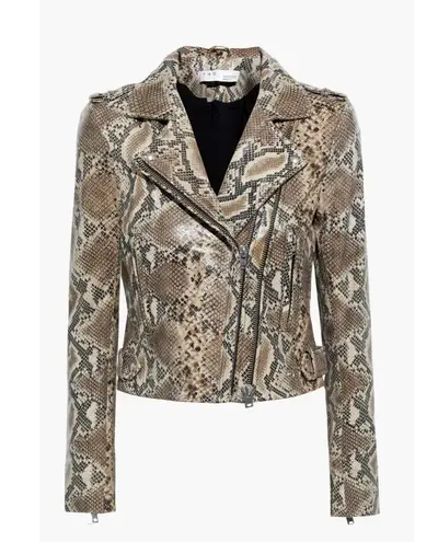 IRO Luiga Snake-Effect Leather Biker Jacket