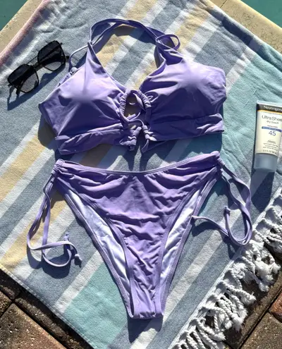NWT, Chyrii Popular Brand, Lavendar Bikini Set, Keyhole Top & Side
