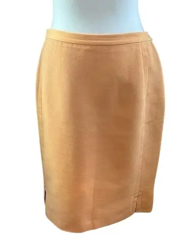 Lafayette 148 Skirt Wool Blend Pencil Size 8 Marigold Yellow Quiet Luxury Fall Orange