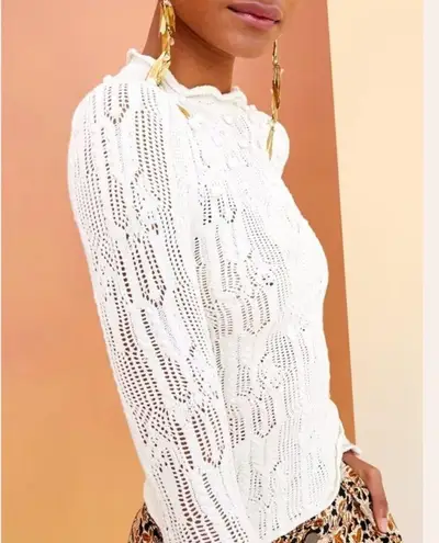 Ulla Johnson Celeste Pointelle Pullover Knit Cream Popcorn Sweater Size XS Petit