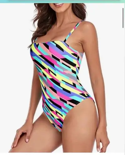 Relleciga Women's Retro One Piece Swimsuit High Cut Backless NWT size small