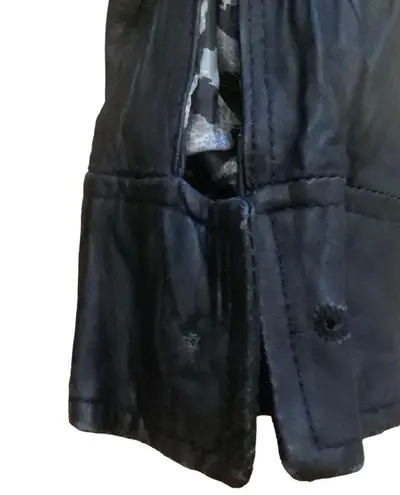 Kenna T womens biker core leather moto jacket black button front size medium