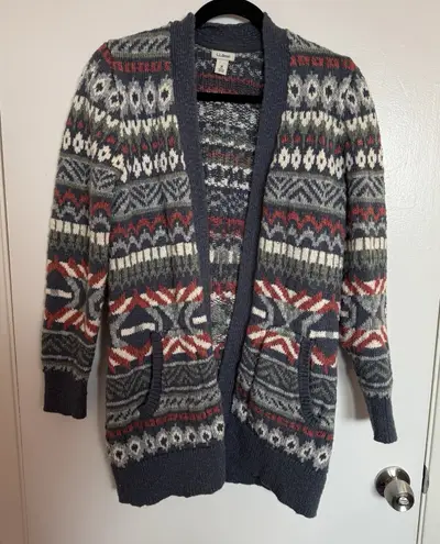 L.L. Bean Women's Cardigan Sweater Medium VTG Blue Gray Green Button Up