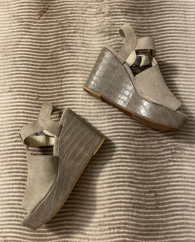 BC Footwear BC Taupe Embossed Faux Snakeskin Platforms