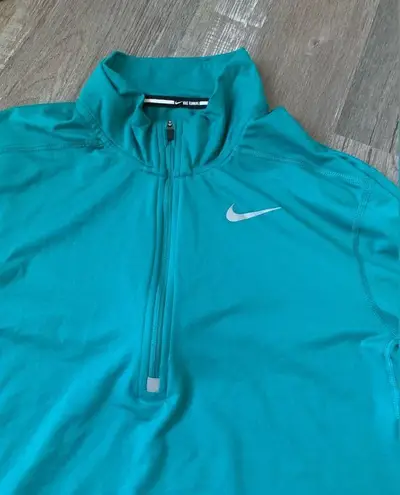 Nike  Dri Fit Running Quarter Zip Long Sleeve Jacket Top Athleisure Teal Blue S