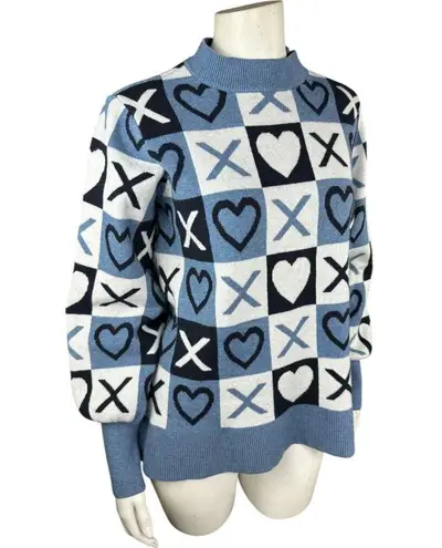 Studio Park X Courtney Khondabi Heart Sweater Blue Small Valentine Winter