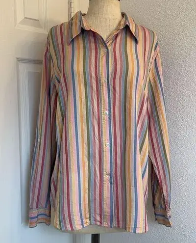 Kate Hill Rainbow multicolor long sleeve button up