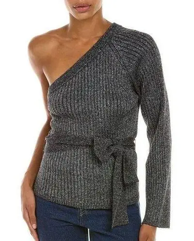 Eleven Six Nova Alpaca Metallic Lurex Blend Gray One Shoulder Sweater Size L Size L
