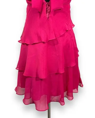 Fuchsia Pink Flowy Tiered Halter Dusk Collection By Sheila Yen Dress Size 4