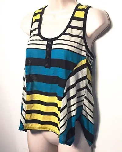 π High low striped shark bite hem tank top Blue