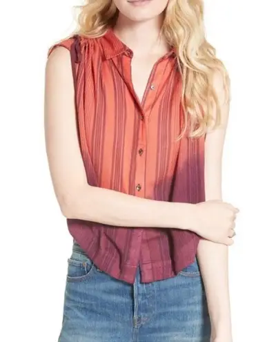 Free People  Striped Button Up Top