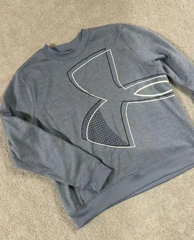 Under Armour  Women's X Lg‎ Light Blue Sweatshirt Logo Loose Fleece Crew Neck EUC