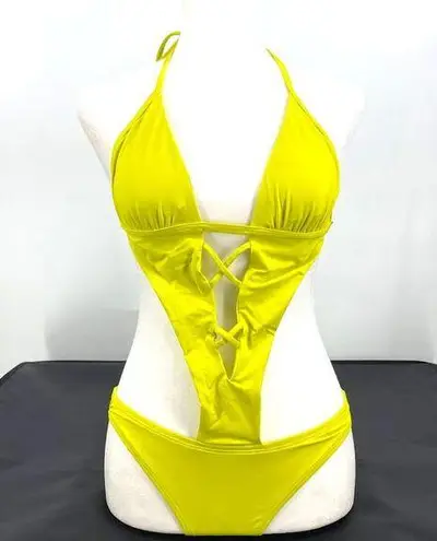 l*space L* Neon Yellow Cutout Swimsuit Size S NWT $187