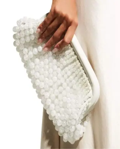 Cult Gaia NWOT White Beaded Clutch