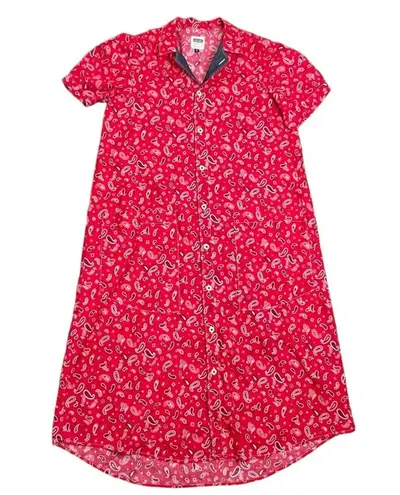 Uqnatu Red Midi Short Sleeve Paisley Red & Denim Dress Size Medium