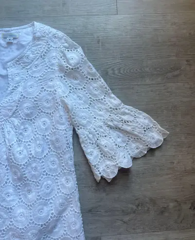 Shoshanna White Cotton Eyelet Dress Size 6 Bell Sleeves