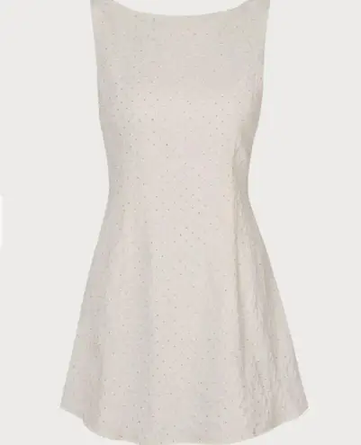 RIHOAS The Beige Boat Neck Textured Mini Dress 22 White