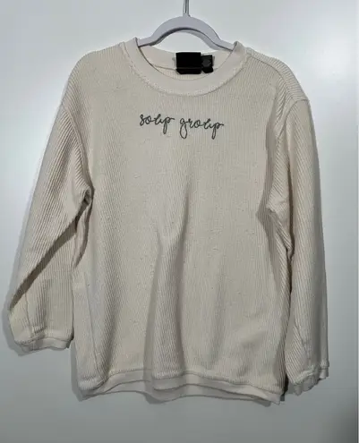 Pennant “Soup Group” Sweatshirt in Cream with Green Embroidery Size Medium - Image 1