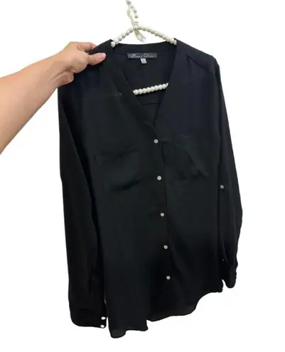 Rose + Olive  Size Medium Black Button Down Shirt Women’s Casual Work Office