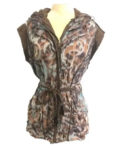 Alberto Makali Vintage Hooded Vest Brown Dyed Effect
