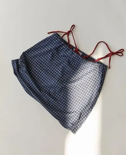 Urban Outfitters Blue Plaid Clara Knit Mini Skirt