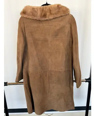 American Vintage Vintage Fur Collar Tan Suede Feminine Movie Star Luxury Coat Fashion Lafayette