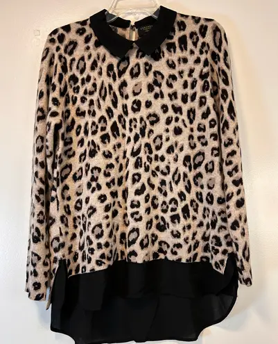 Charter Club 100% Cashmere Cheetah Print layered look sweater Women’s Medium - Image 1