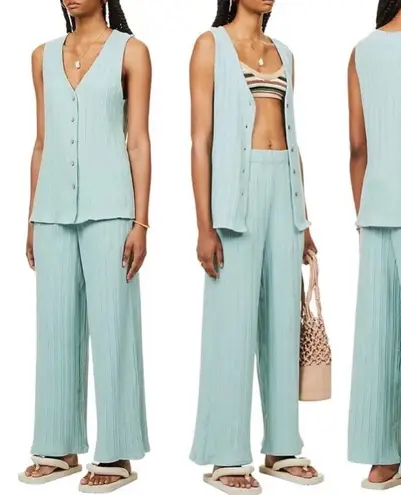 Free People  Dana April Mist Womens Top Pant Set Ribbed Midweight Sleeveless