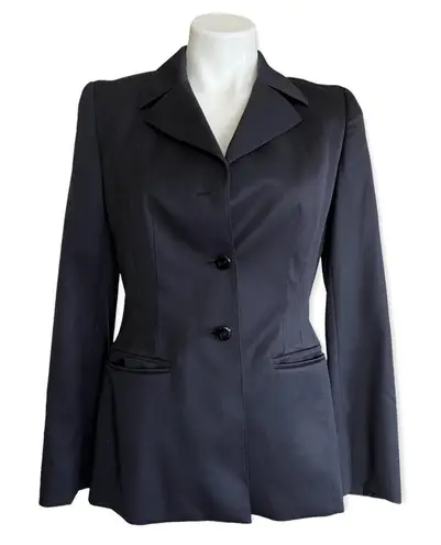ESCADA Vintage Single Breasted Deep Navy 3 Button Blazer Size 34/XS Blue
