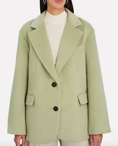 Apparis Celine Single Breasted Faux Wool Coat Blazer Green Womens Size XS