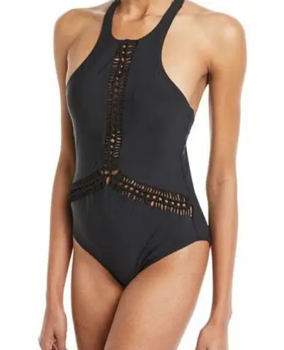 Red Carter  Black Macrame Open Back One Piece Swim Suit