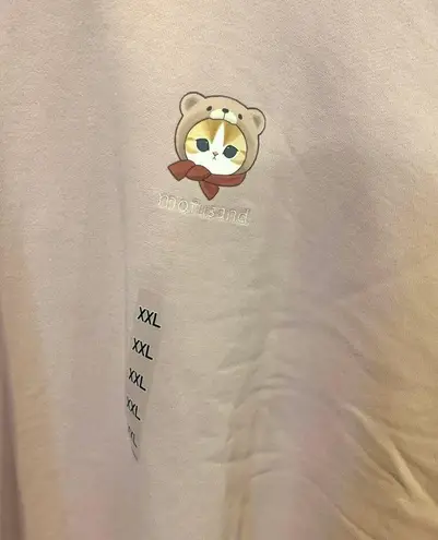 Mofusand x Uniqlo Collab Printed Embroidered Sweatshirt in Pink XXL